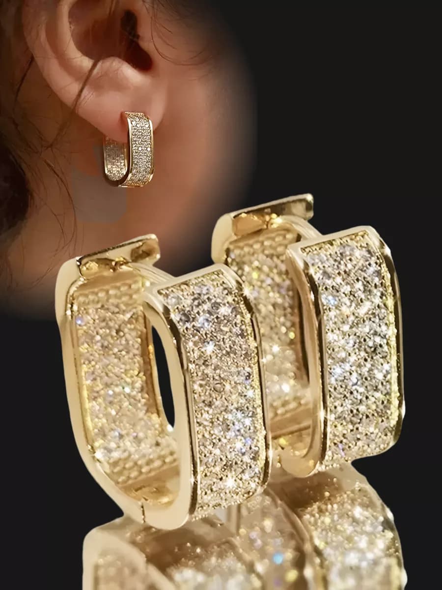 Крупные серьги бижутерия вечерние со стразами