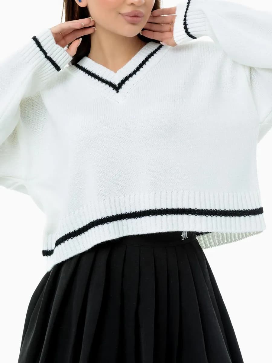 Свитер короткий пуловер женский джемпер толстовка