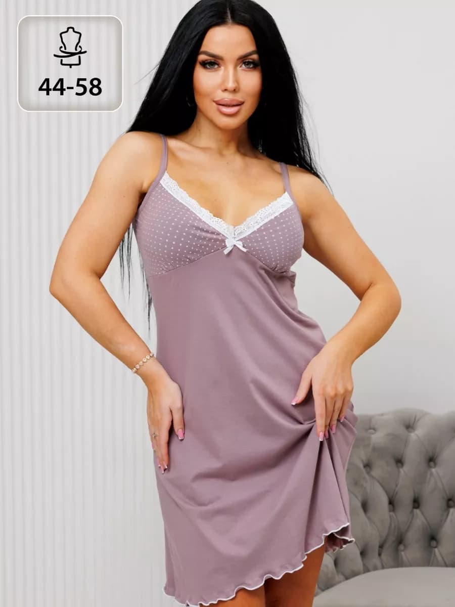 Ночная сорочка с кружевом хлопок