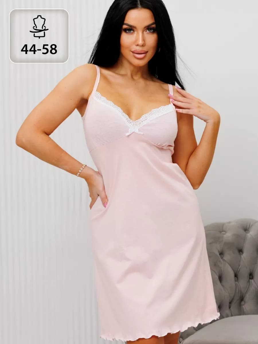 Ночная сорочка с кружевом хлопок