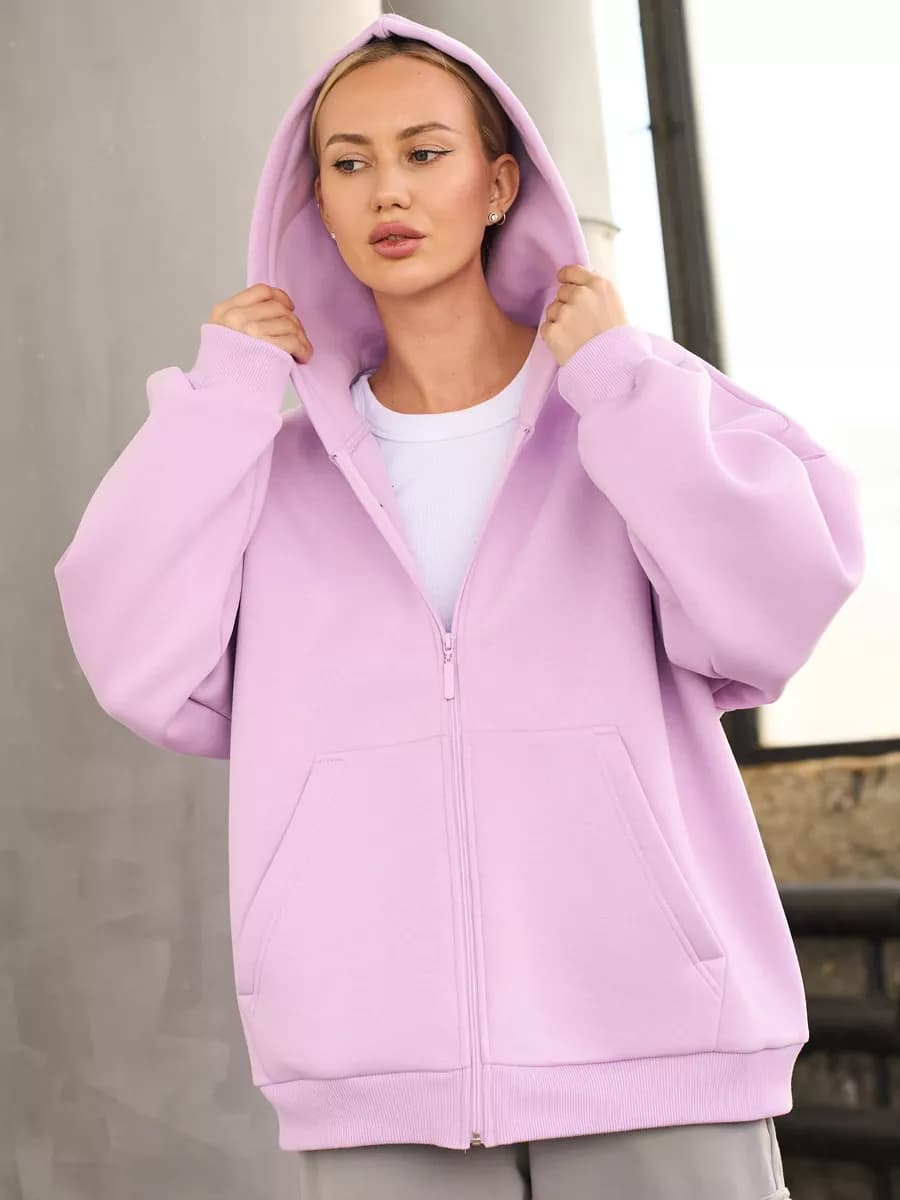 Зип худи оверсайз с начесом на молнии