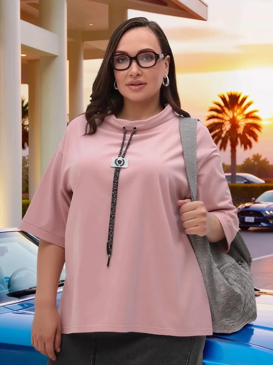 Блузка летняя больших размеров - футболка оверсайз