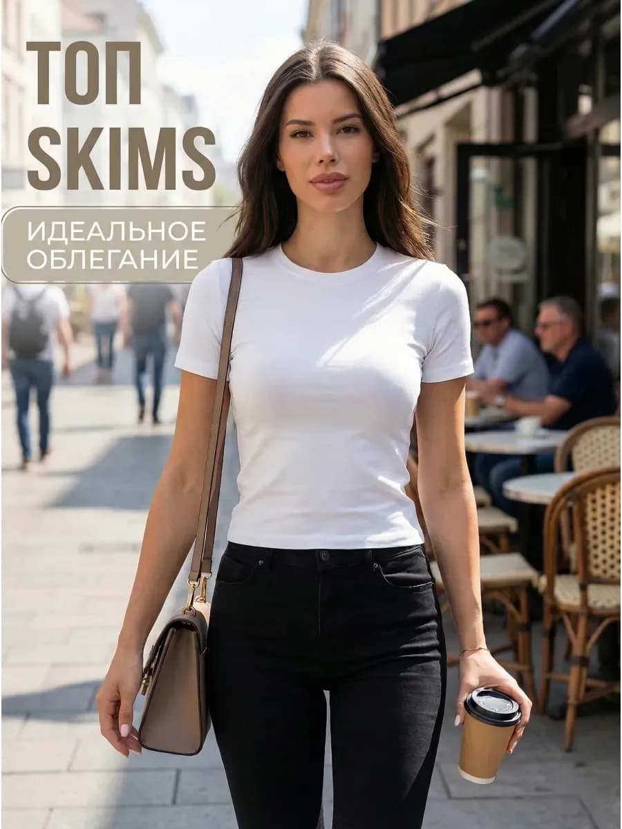 Топ скимс с коротким рукавом однотонный