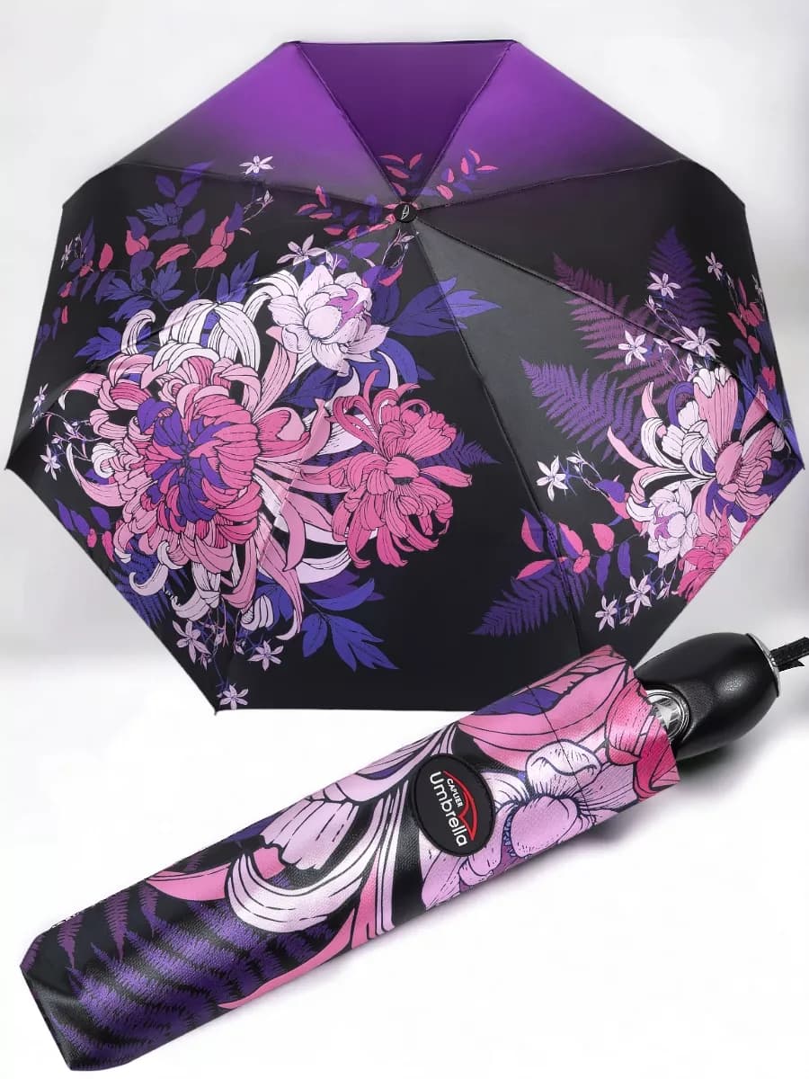 Зонт автомат антиветер c цветами