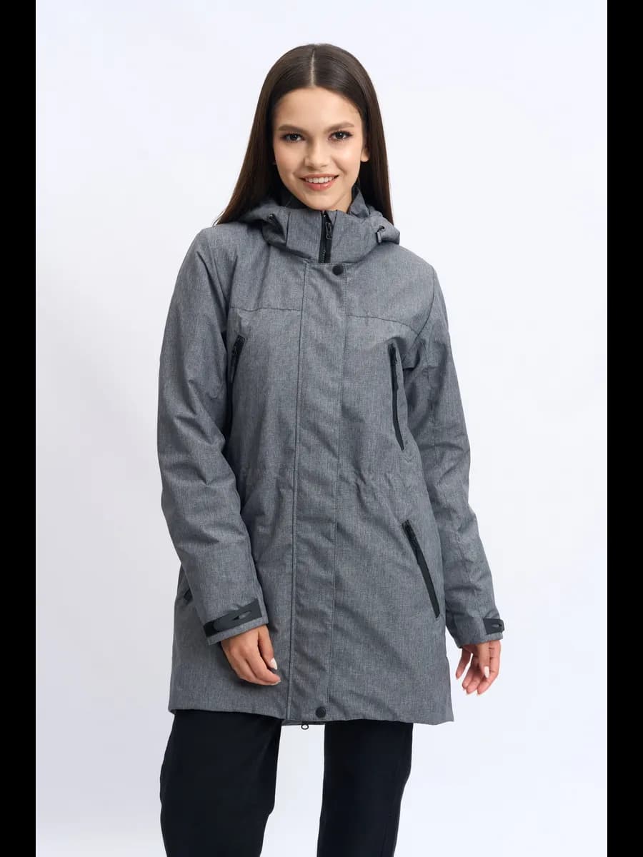 Куртка демисезонная утепленная удлиненная с капюшоном