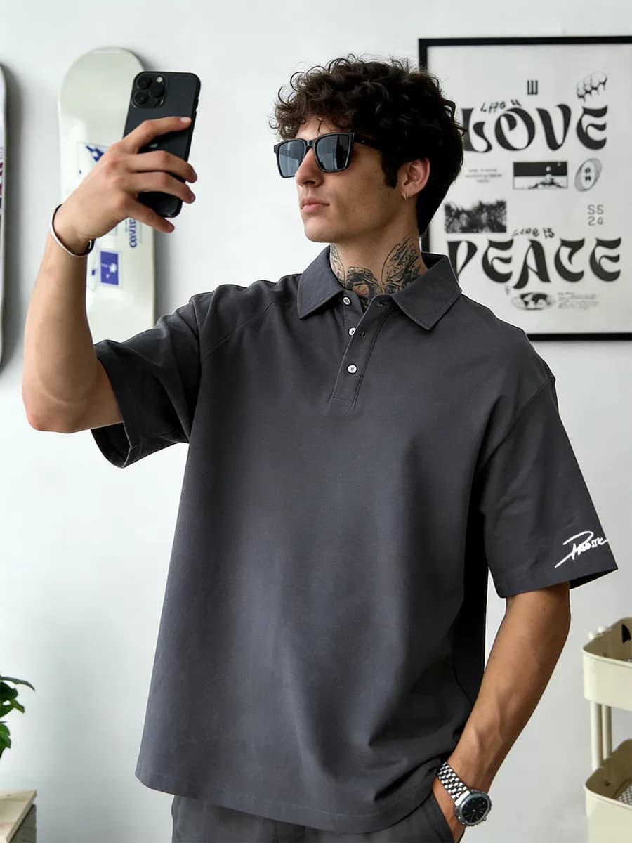 Футболка поло рубашка с коротким рукавом оверсайз