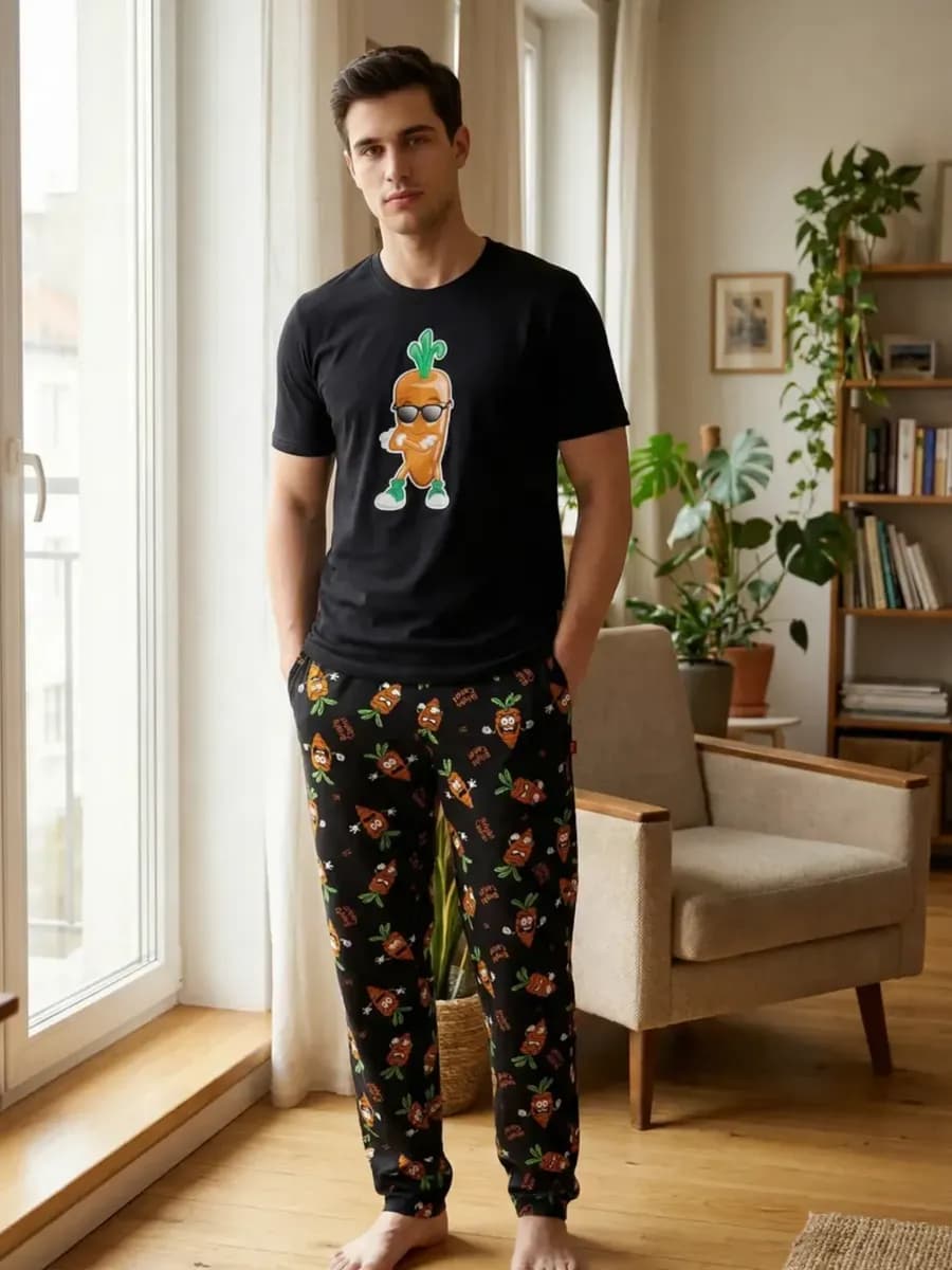 Пижама со штанами и футболкой домашний костюм