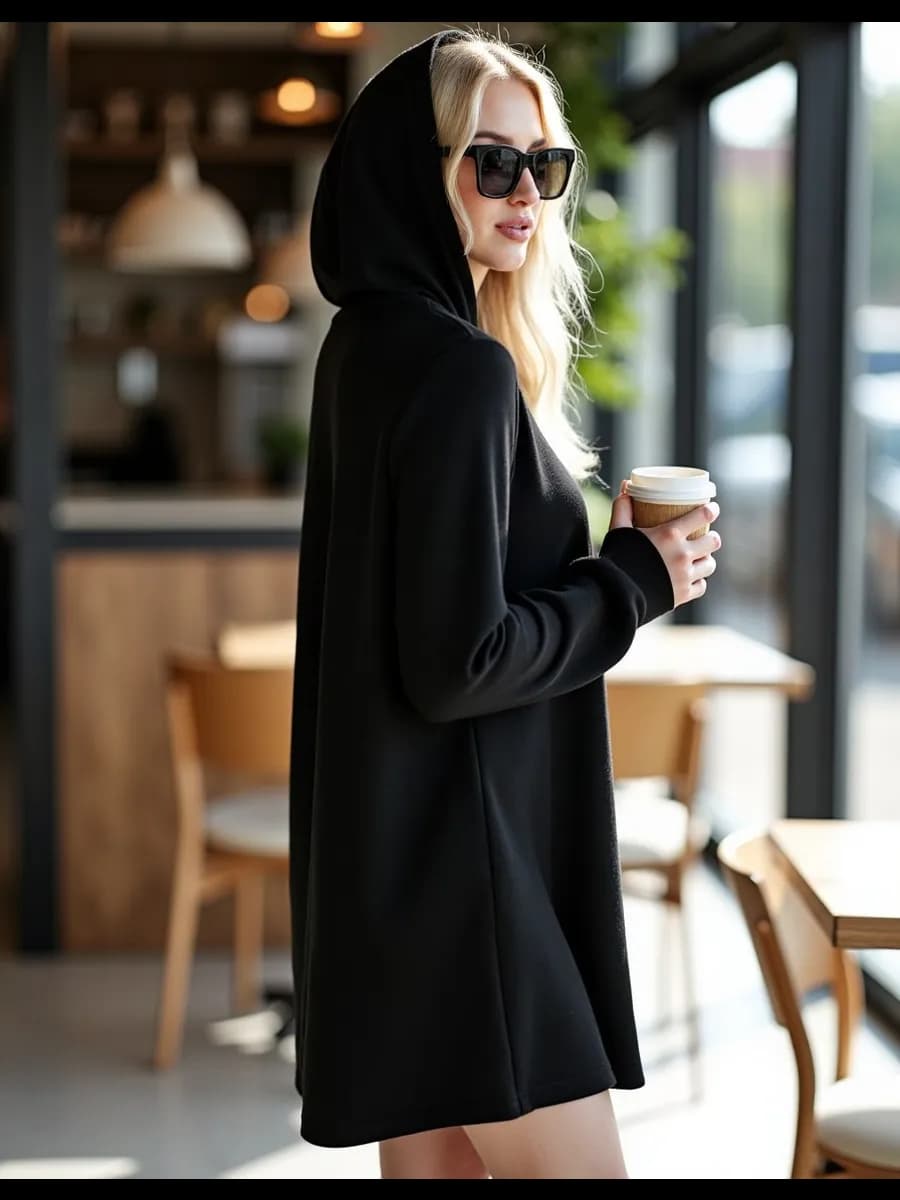 Платье оверсайз с капюшоном спортивное