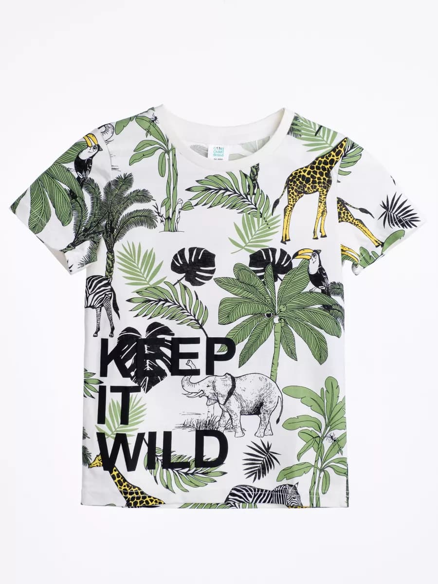 Футболка для мальчика детская однотонная с принтом