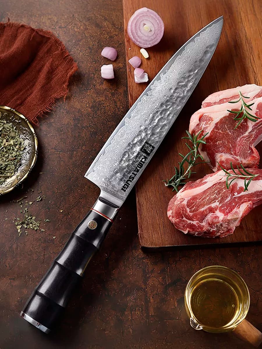 Японский кухонный Шеф-нож из дамасской стали