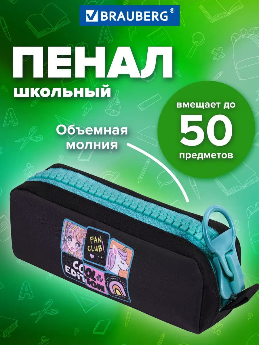 Пенал школьный для девочек для карандашей, ручек 1 отделение