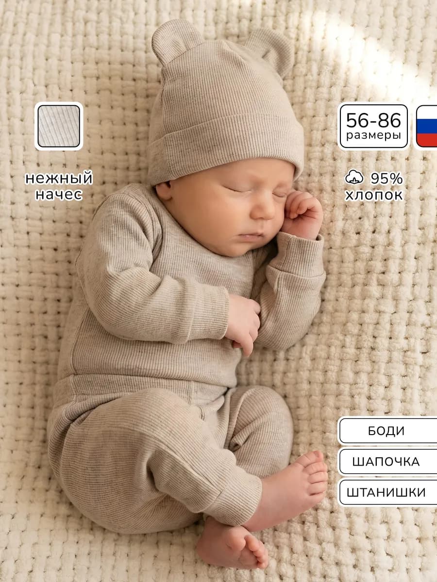 Костюм для новорожденных малышей боди и штанишки на выписку