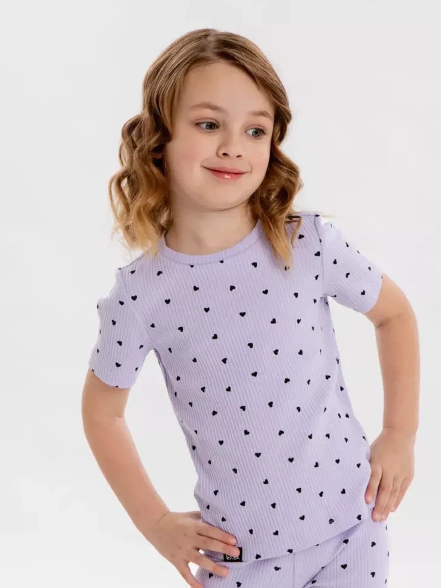 Футболка для девочки летняя в рубчик