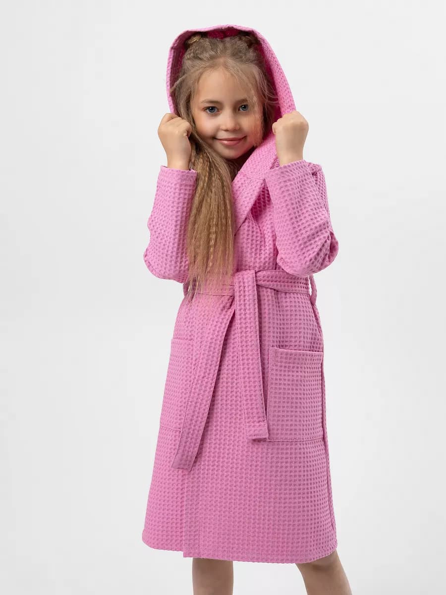 Халат вафельный детский с капюшоном