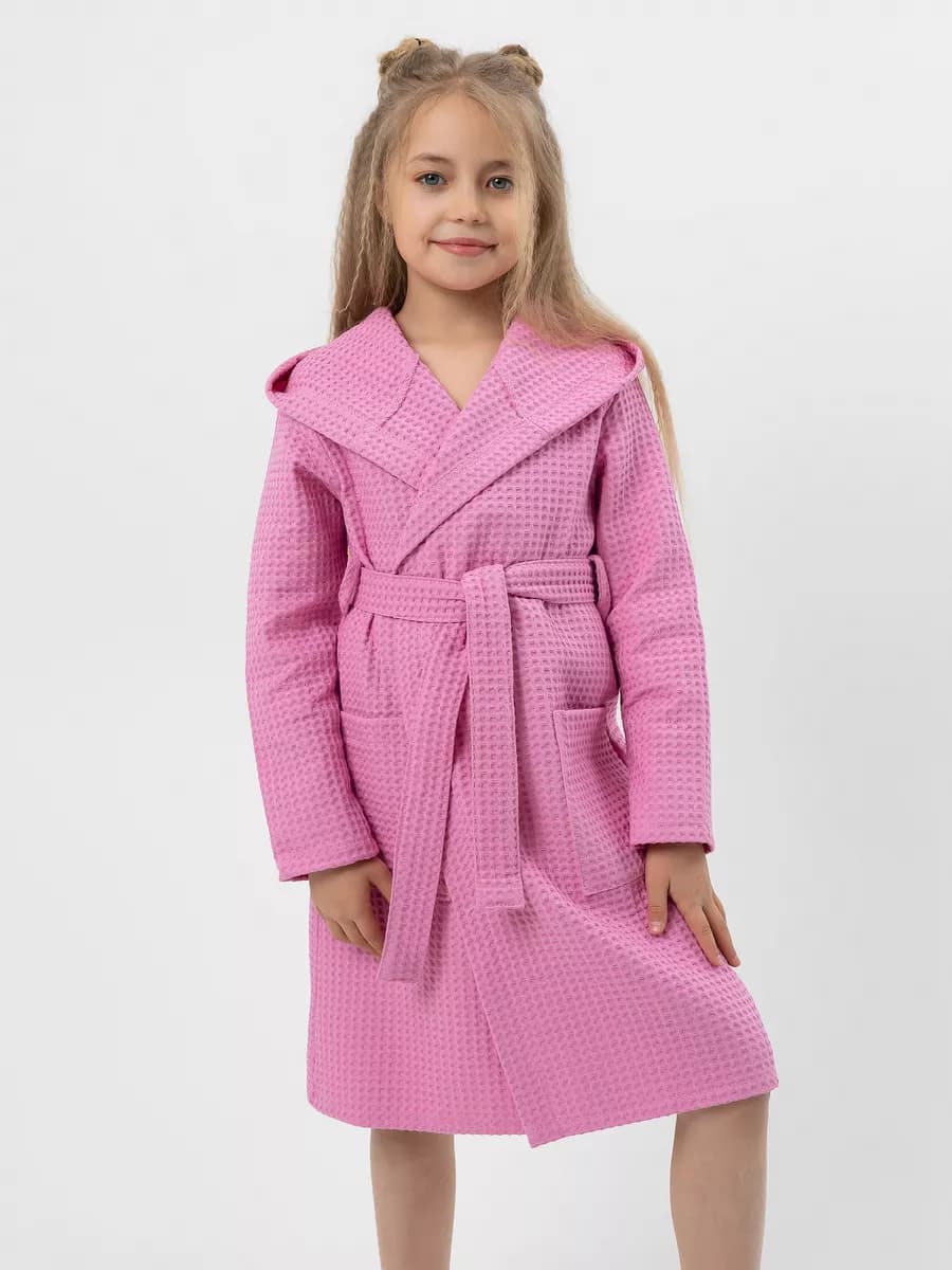 Халат вафельный подростковый с капюшоном