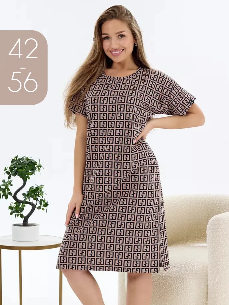 Домашняя туника хлопок больших размеров платье удлиненное