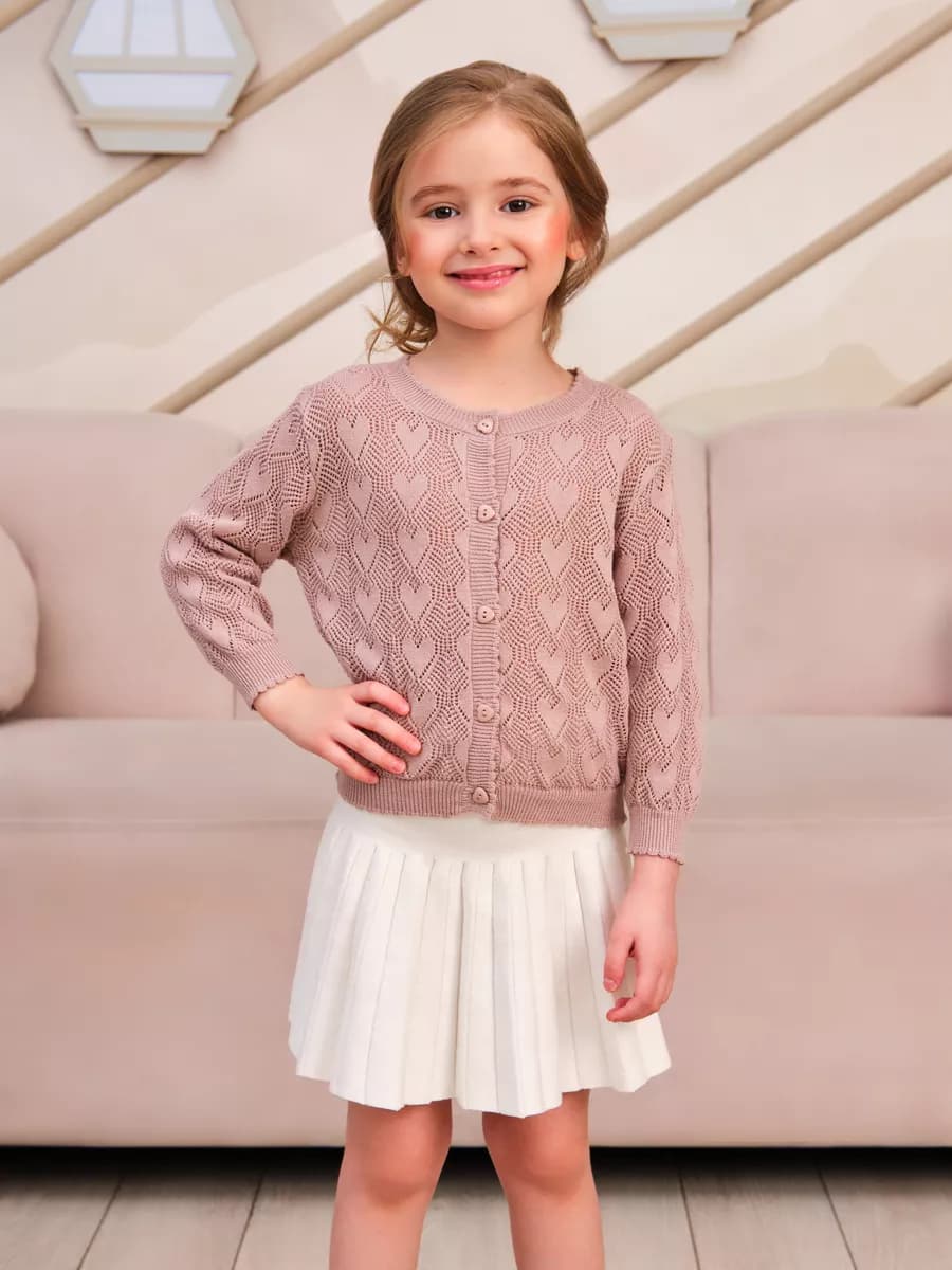 Кофта на пуговицах вязаная модная в садик и школу