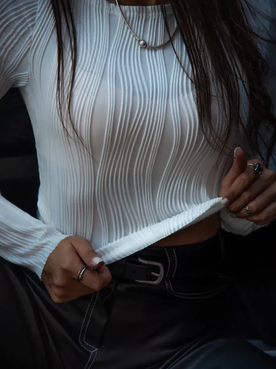 Лонгслив облегающий с длинным рукавом