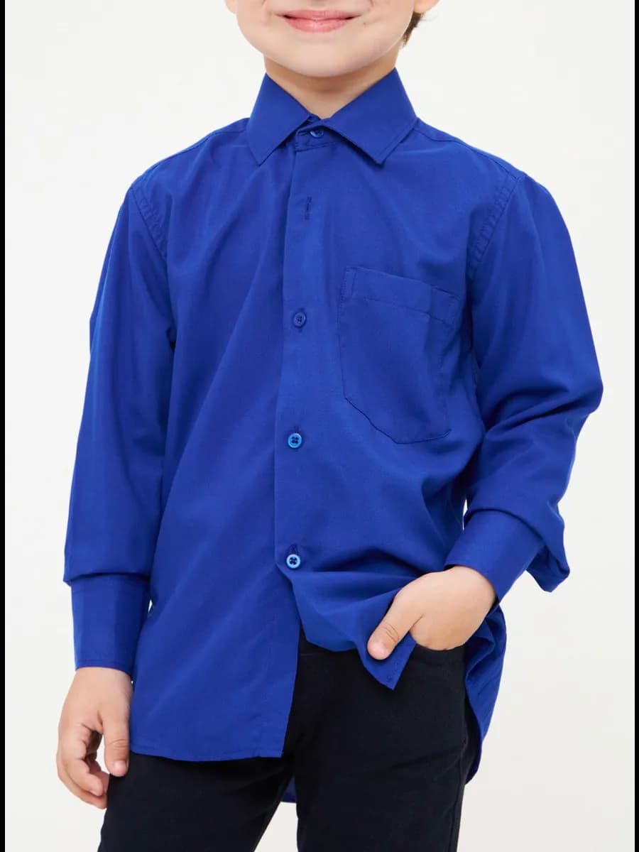 Синяя рубашка для мальчика в школу