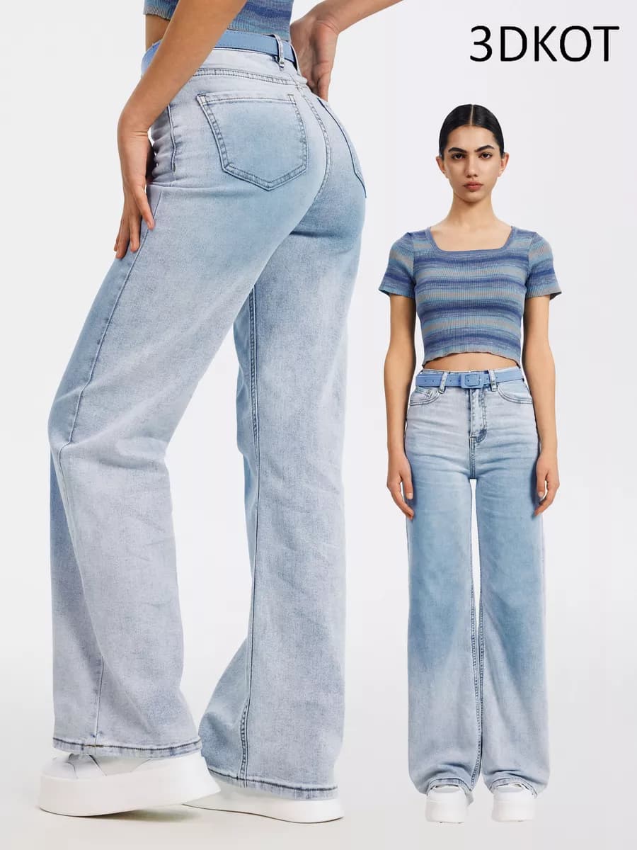 Джинсы y2k багги синий широкие ретро