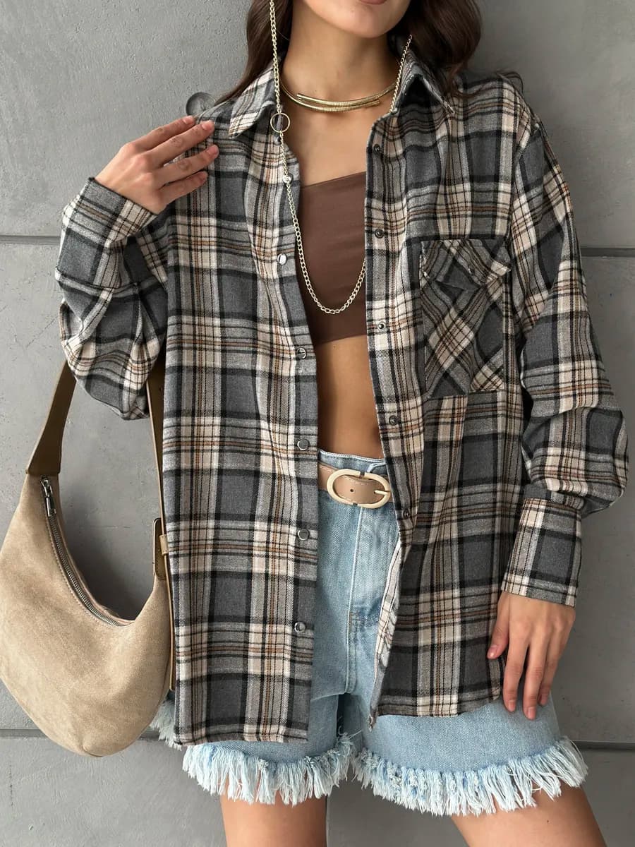 Рубашка в клетку оверсайз