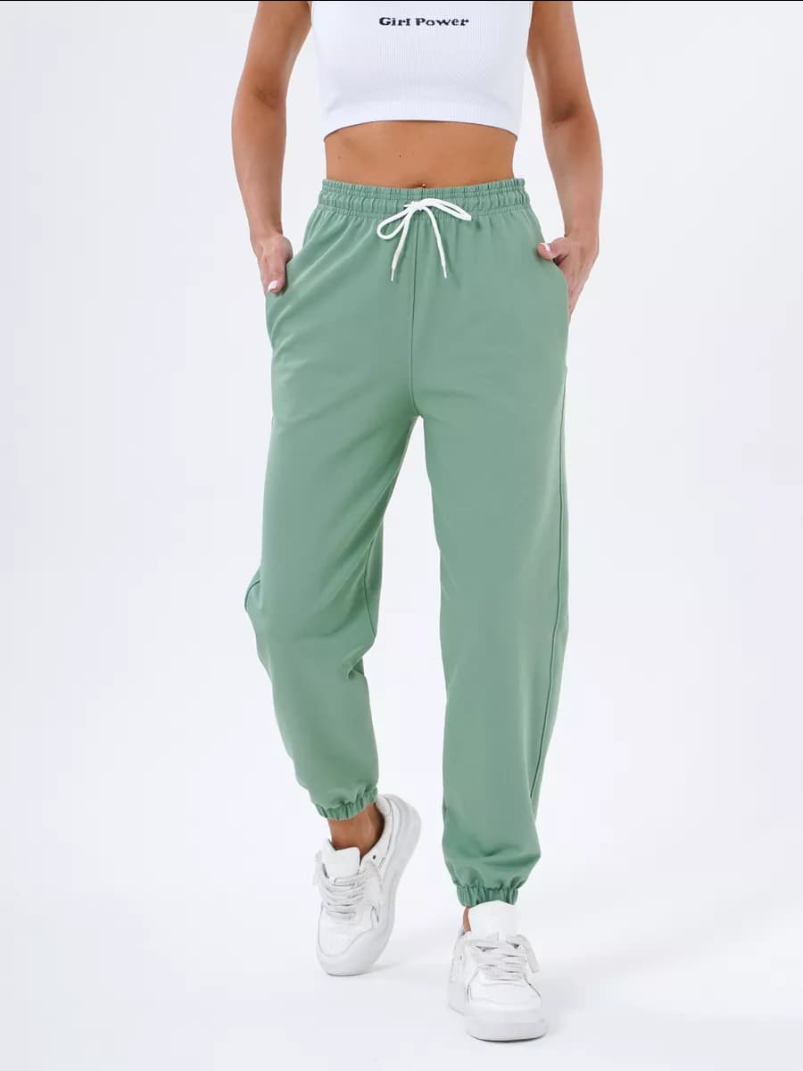 Спортивные брюки джоггеры с высокой посадкой