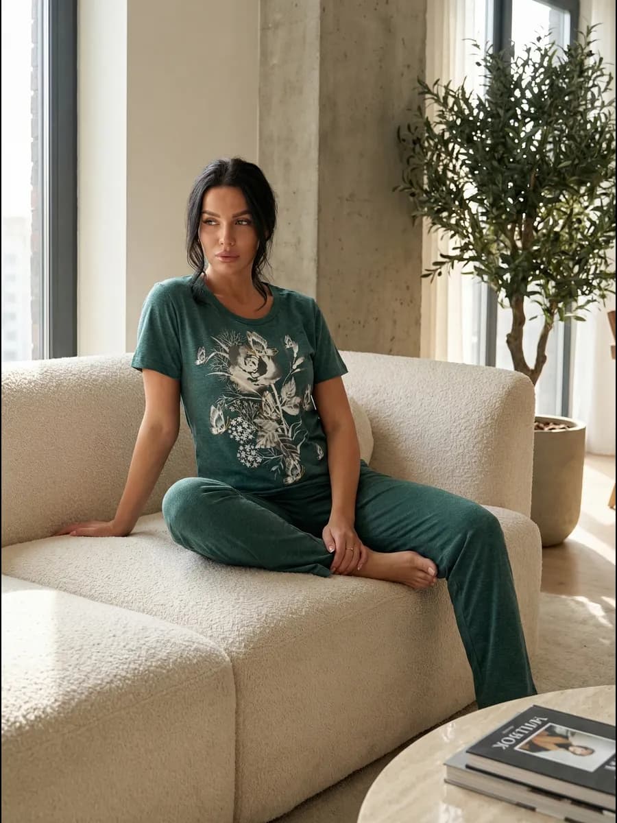 Костюм домашний с брюками больших размеров