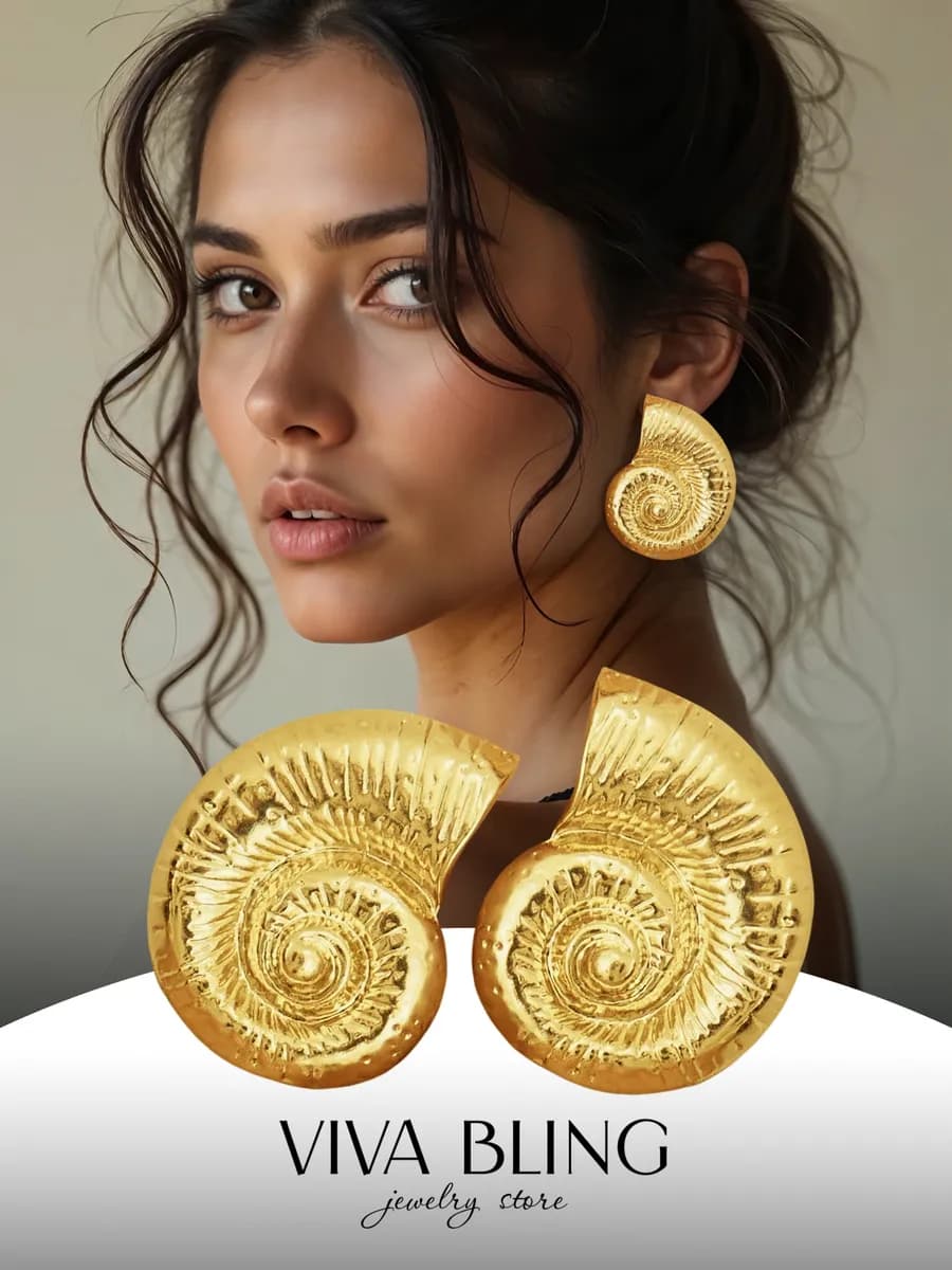 Золотистые крупные серьги