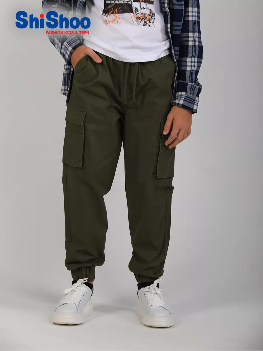 Брюки-карго хаки для мальчика подростка
