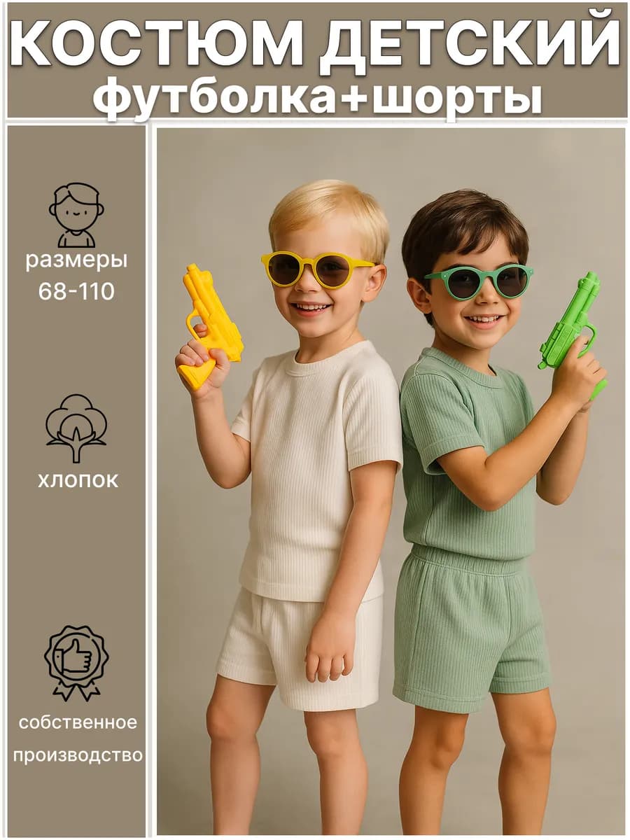 Костюм детский для мальчика футболка и шорты в садик