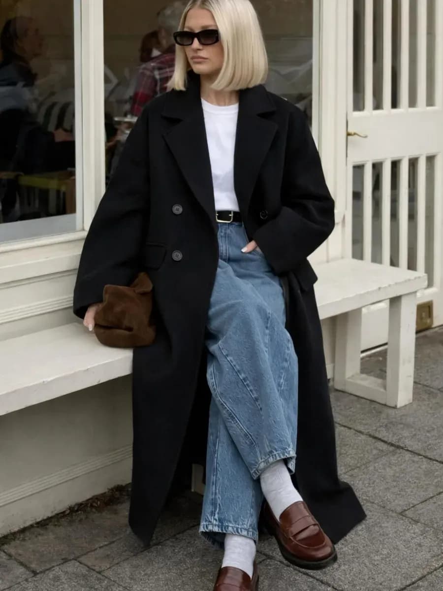 Длинное пальто оверсайз весеннее