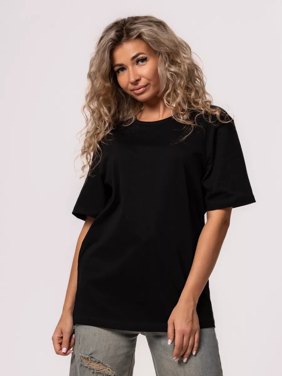 Футболка черная однотонная хлопок