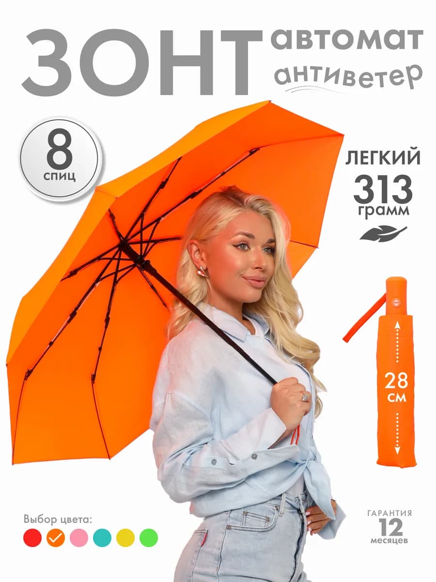Зонт автомат антиветер облегченный