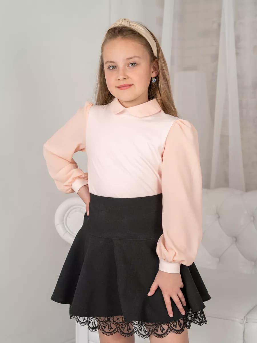 Блузка для девочки розовая нарядная в школу