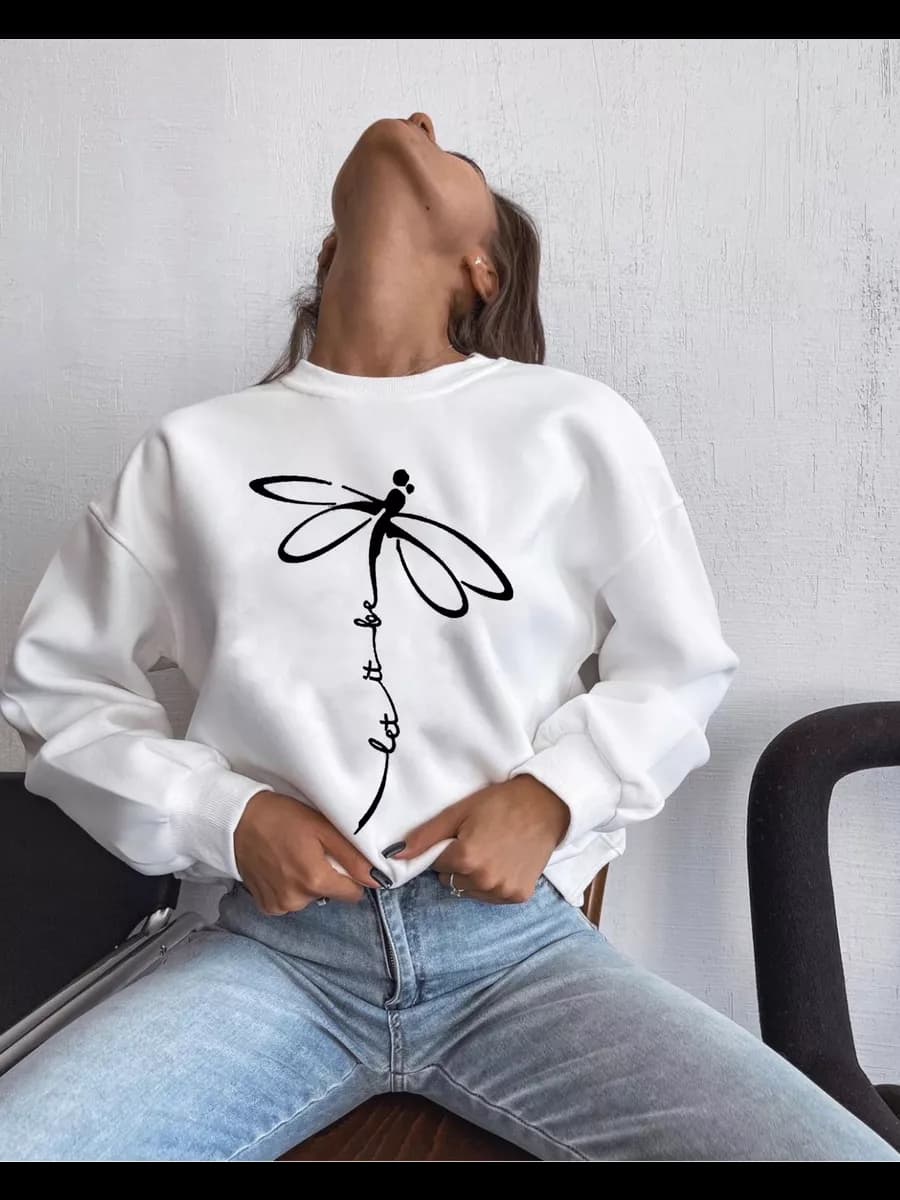 Свитшот без начеса с длинными рукавами