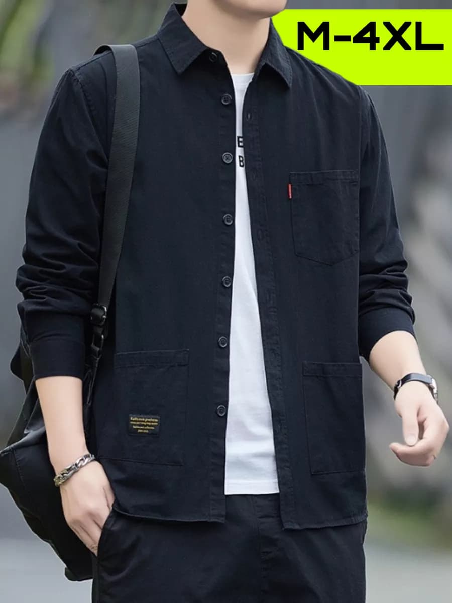 Рубашка хлопок оверсайз с длинным рукавом Y2K