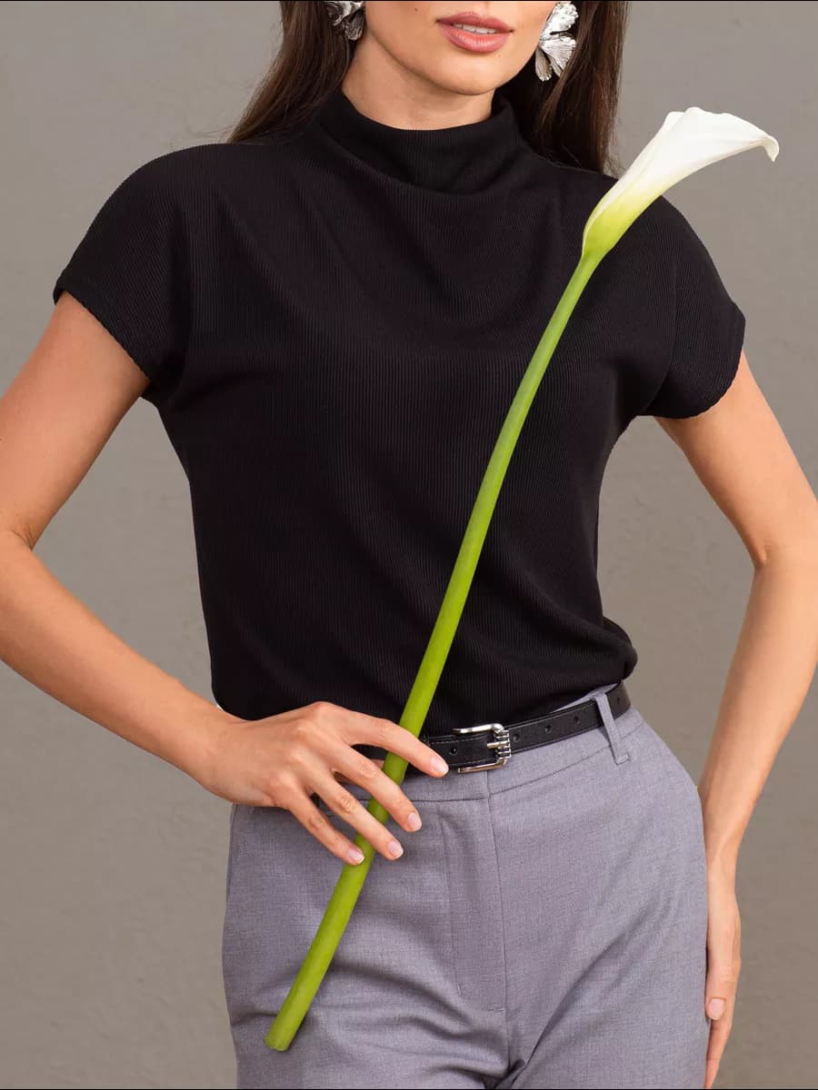 Футболка черная базовая блузка американка