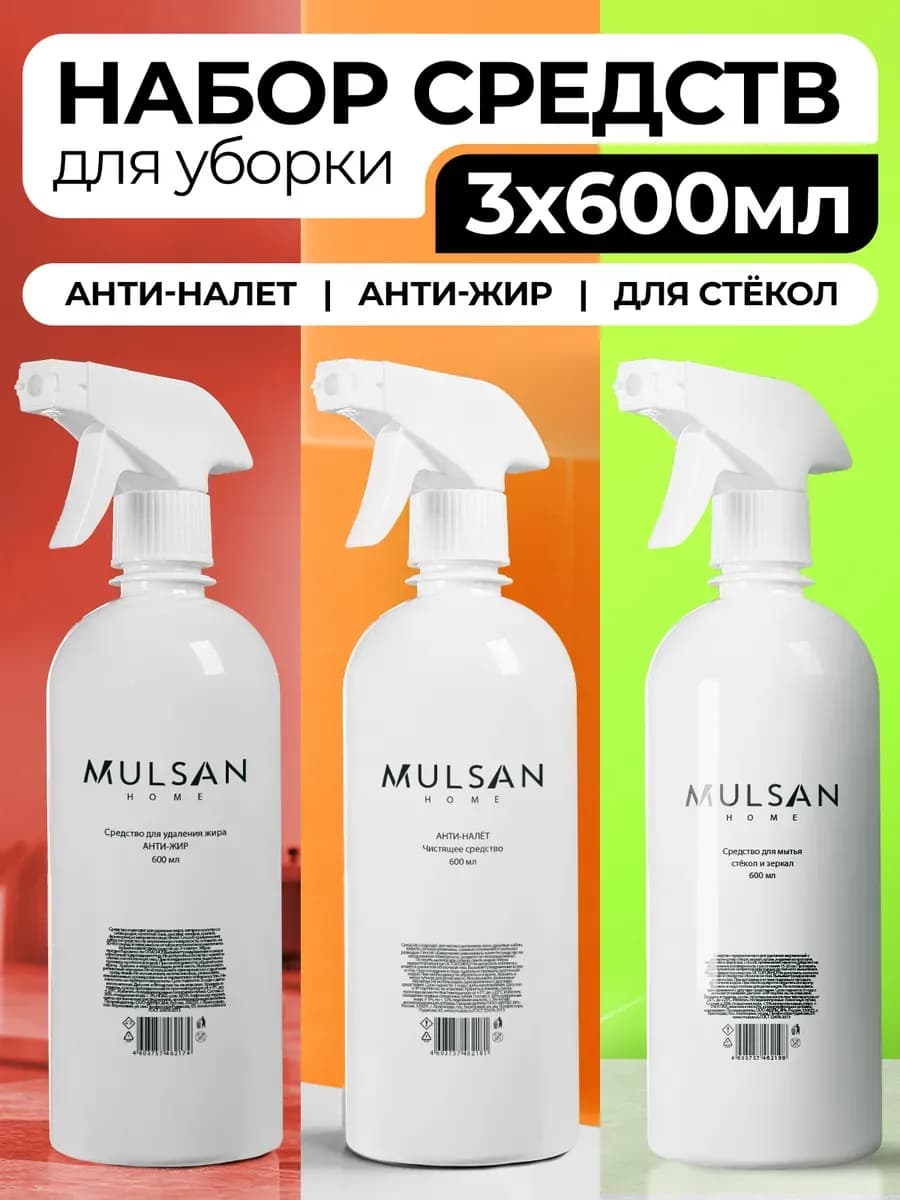 Набор для уборки стекол и зеркал, антижир и антиналет 600 мл