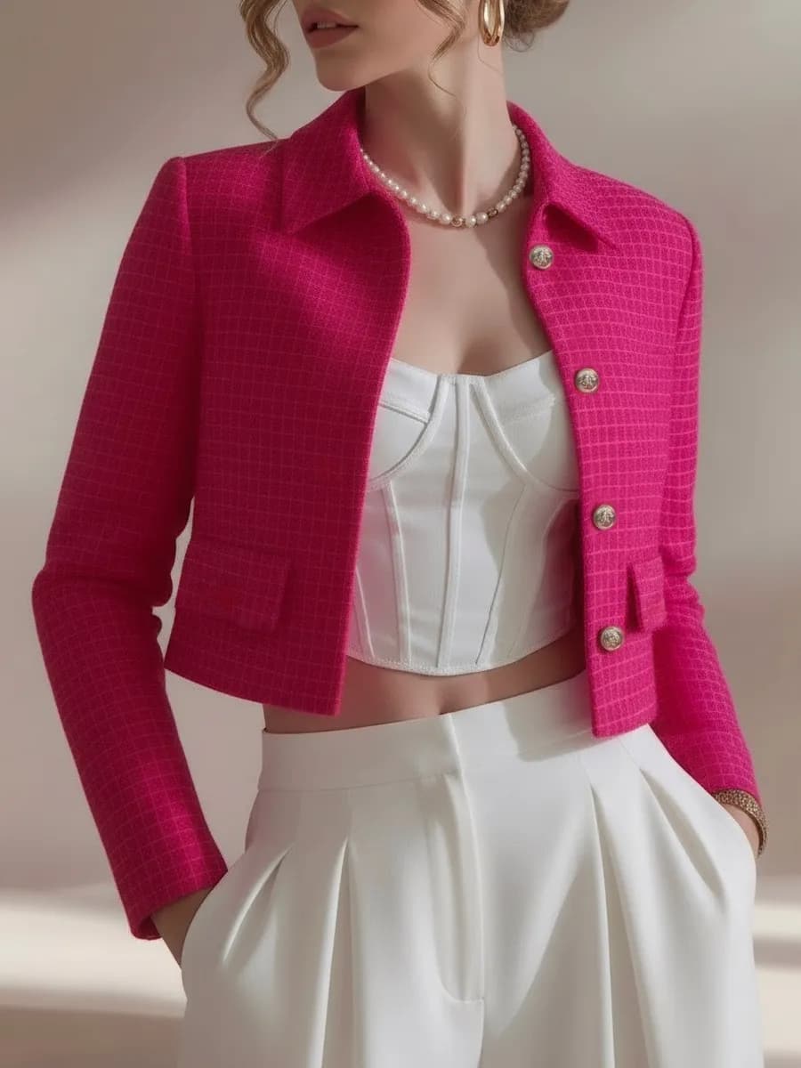 Пиджак жакет твидовый укороченный