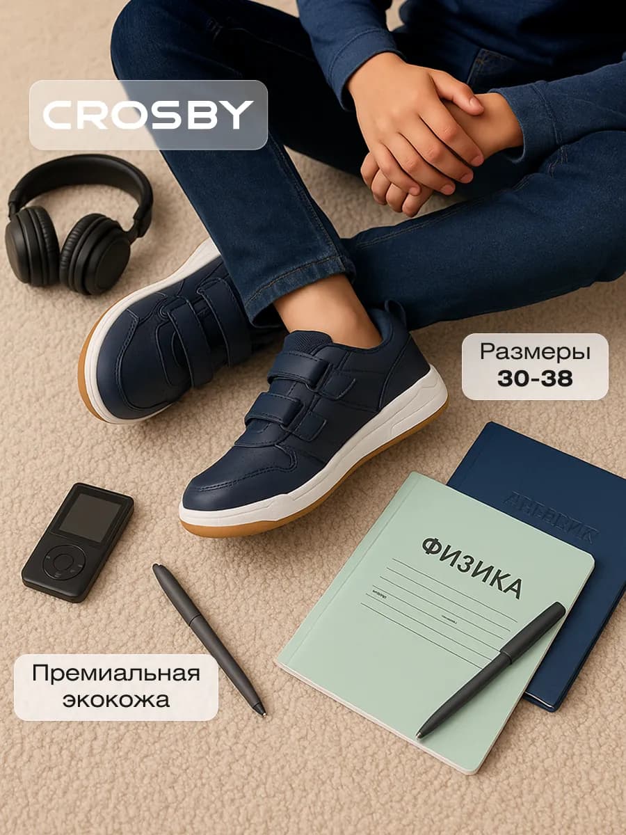 Кроссовки туфли школьные на липучке