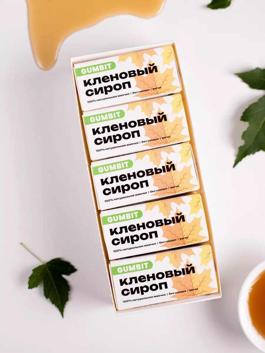 Натуральная жвачка без сахара вкус Кленовый сироп