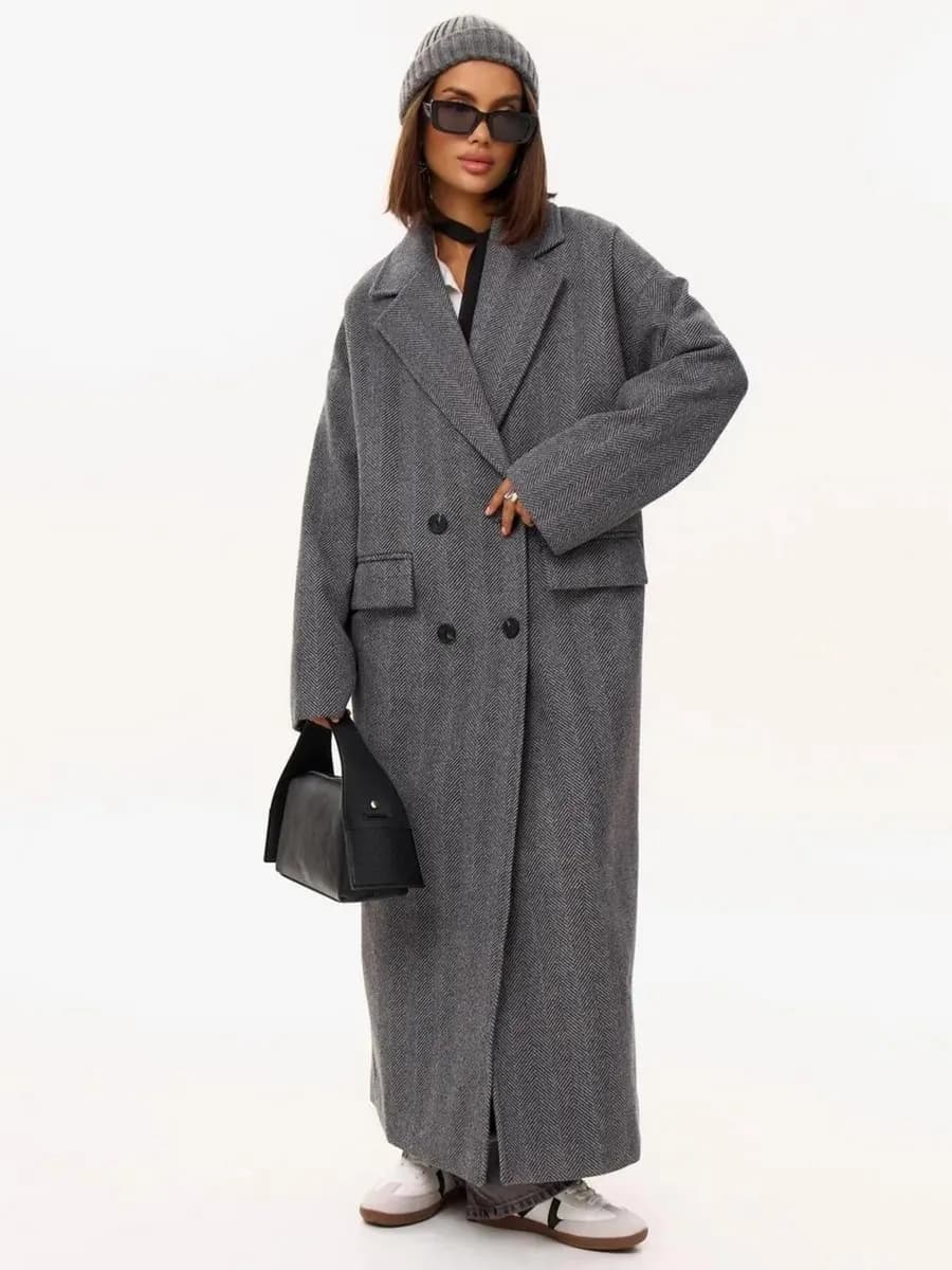 Пальто демисезонное длинное оверсайз с поясом