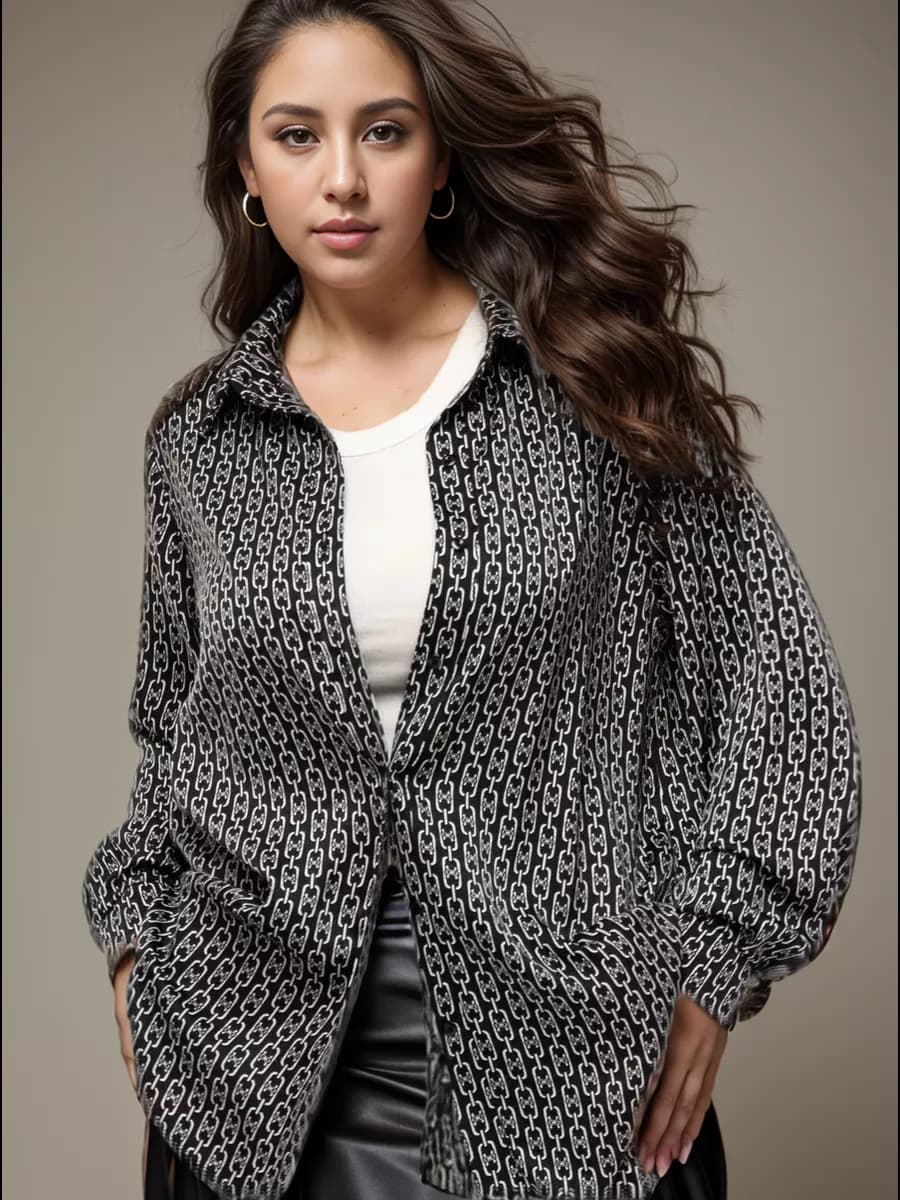 Рубашка оверсайз шелковая нарядная больших размеров