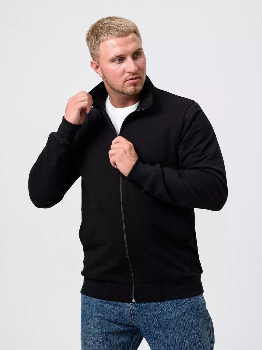 Толстовка зип на молнии однотонная без капюшона