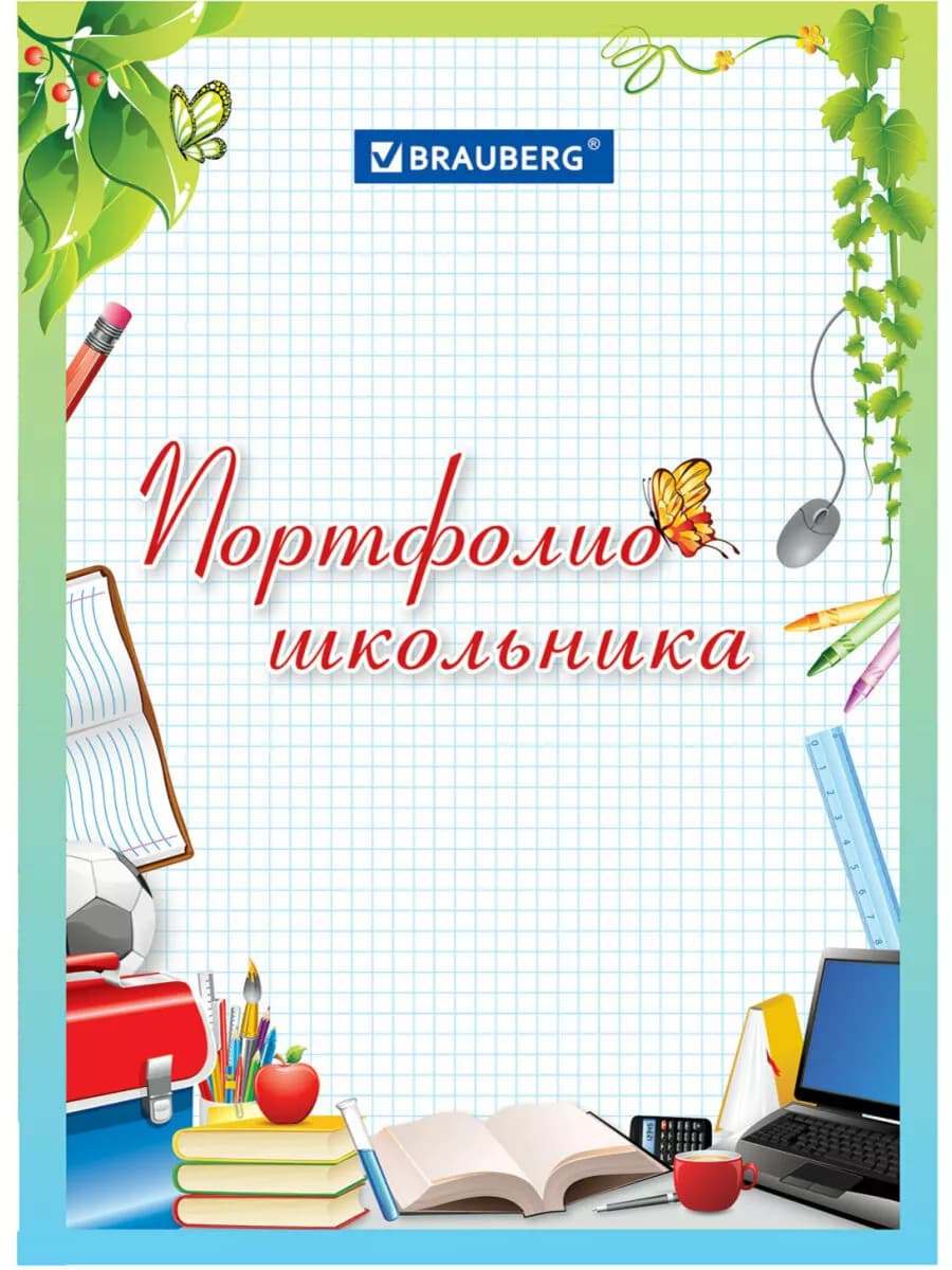 Листы вкладыши для портфолио школьника А4, 16 листов в папке