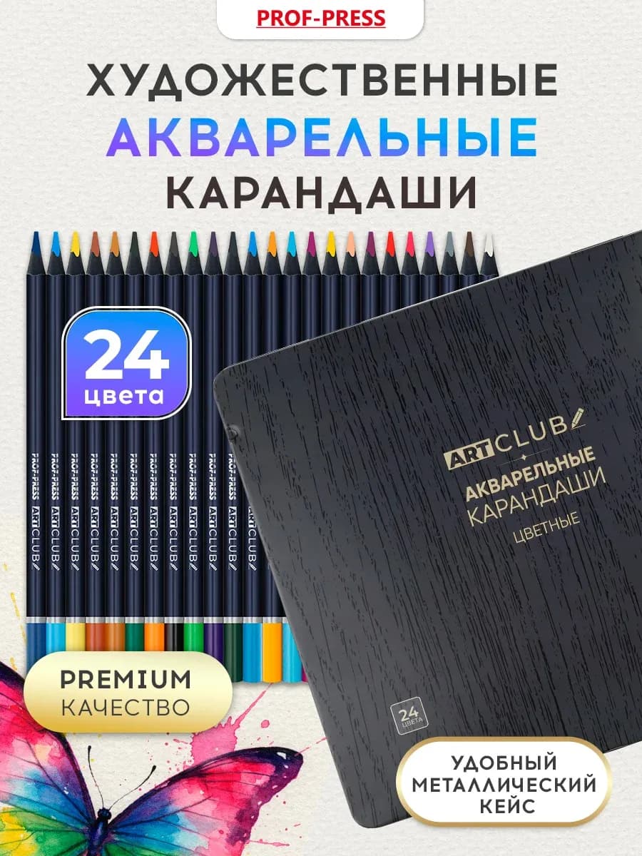 Карандаши для рисования профессиональные мягкие 24 цвета