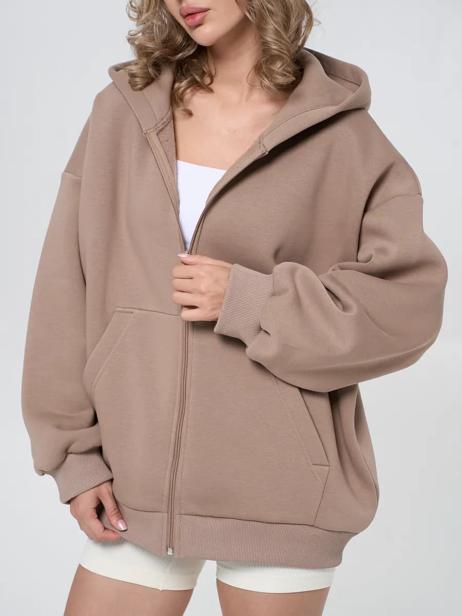 Зип худи оверсайз с начесом на молнии