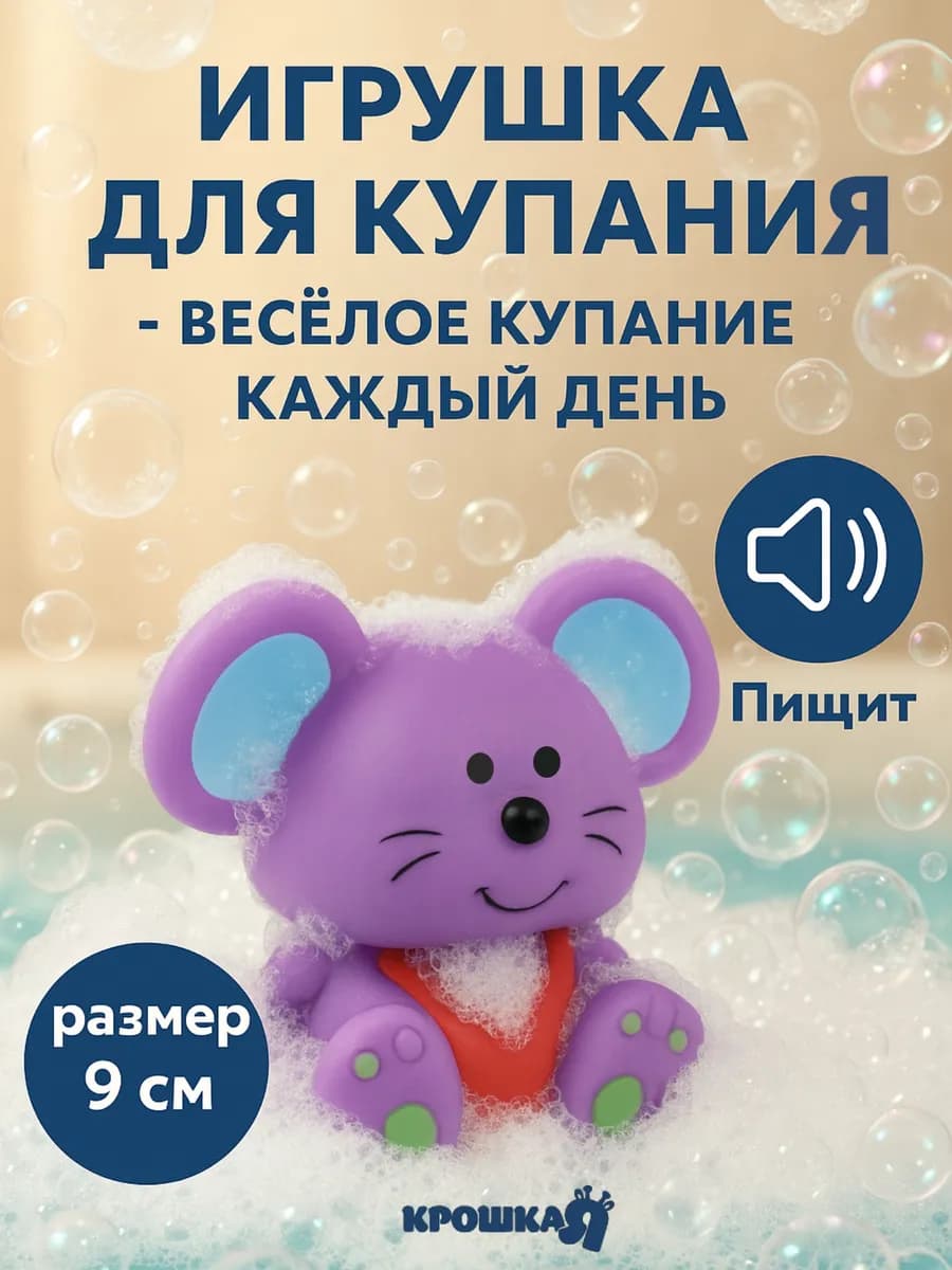 Резиновая игрушка для ванны Мышонок цвет Микс