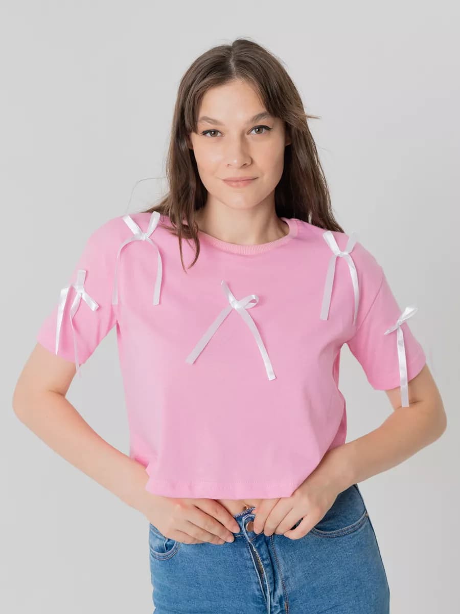 Кроп топ с бантиками