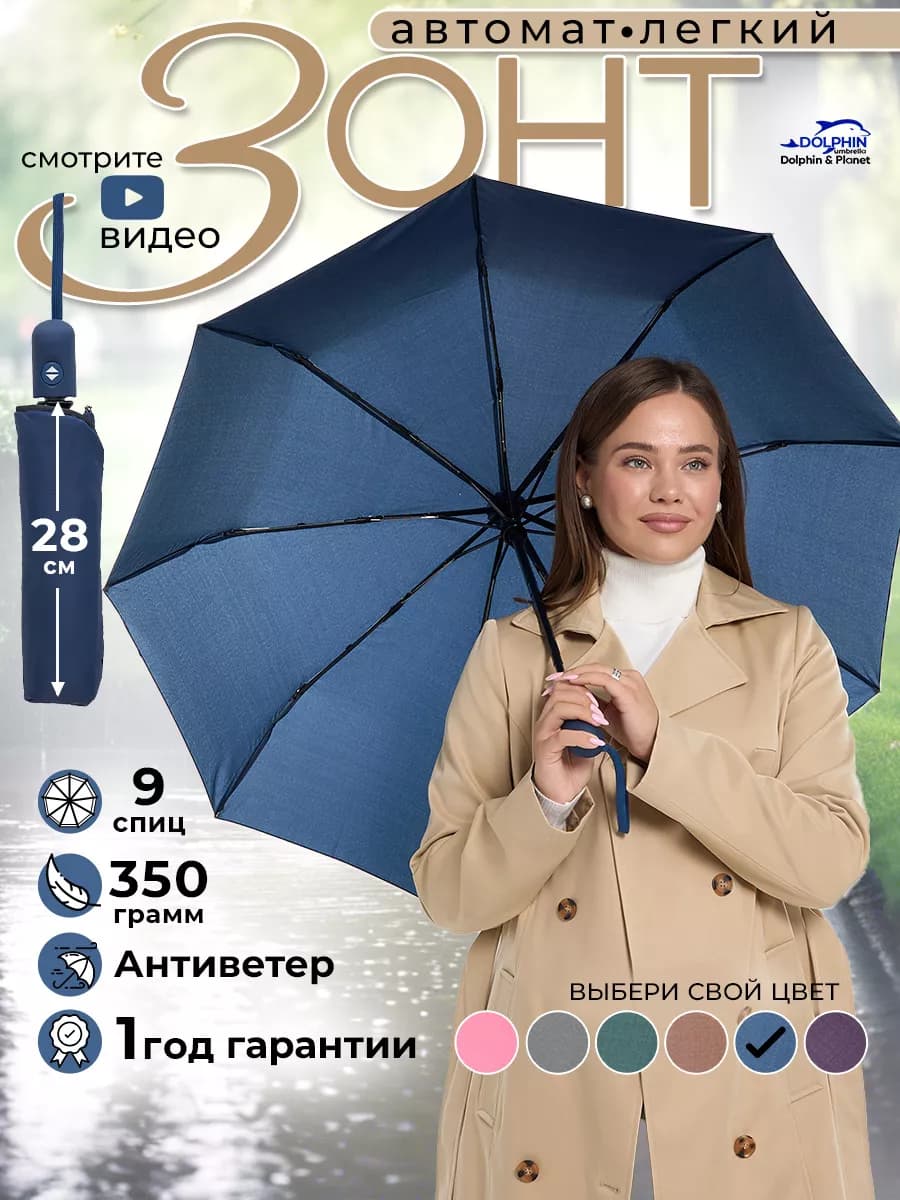 Зонт автомат антиветер легкий складной